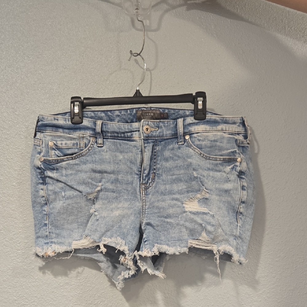 Torrid Light Blue Distressed Jean Shorts